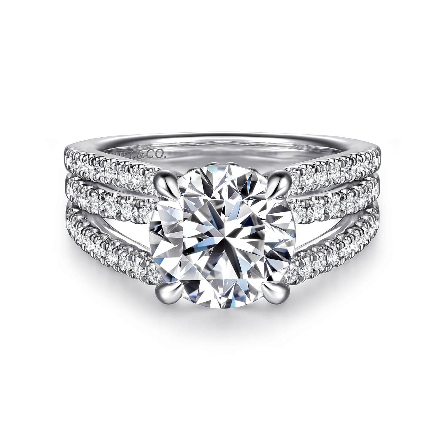 Gabriel & Co. 14k White Gold Split Shank Round Diamond Engagement Ring, ER16682R12W44JJ