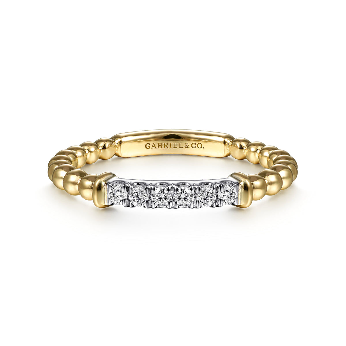 Gabriel & Co. Stackable Ring 14K White and Yellow Gold Diamond 0.11ct Bujukan
