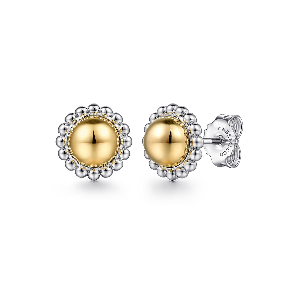 Gabriel & Co. Stud Earrings 14K Yellow Gold and 925 Sterling Silver
