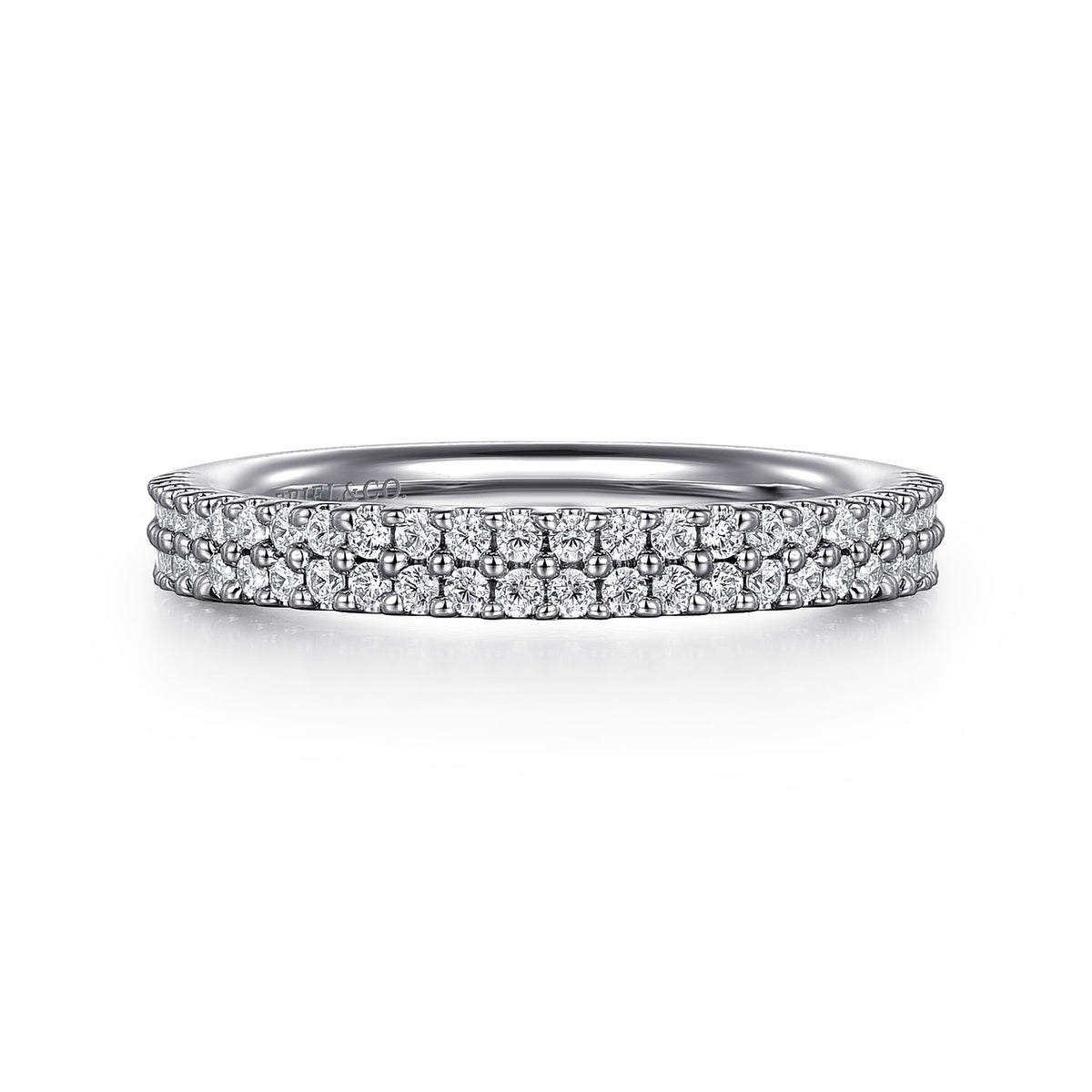 Gabriel & Co. Thailand 14K White Gold Double Row Diamond Anniversary Band