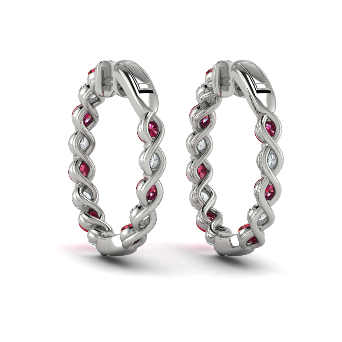 14k White Gold Ruby & Diamond Earrings, 0.96ct