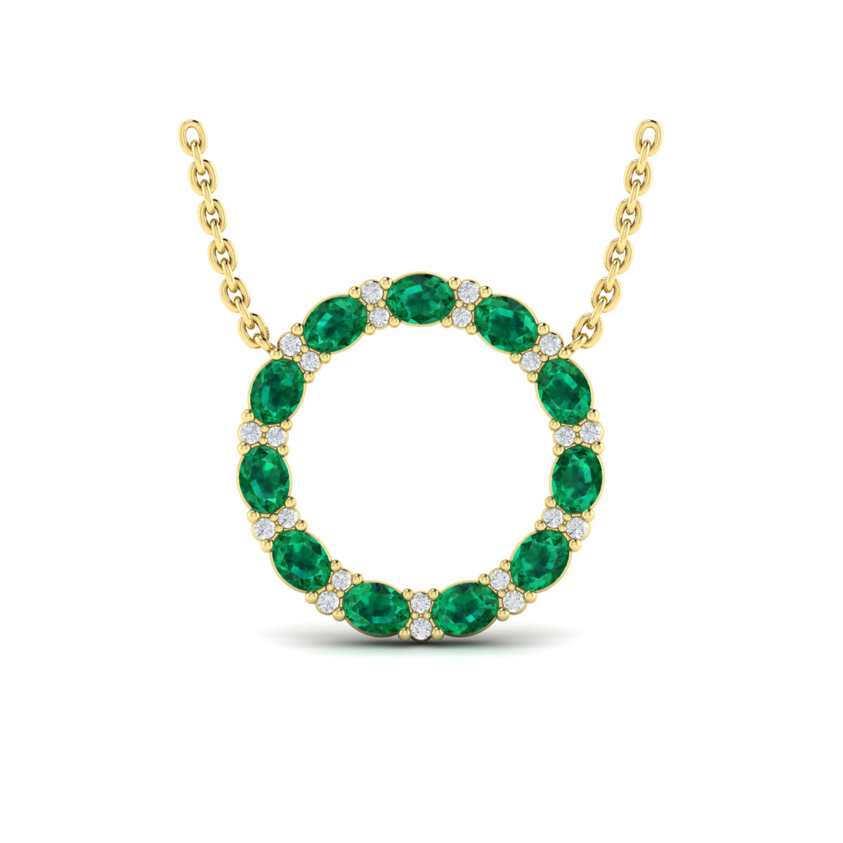 Vlora 14K Yellow Gold Emerald & Diamond Necklace, 1.60ct
