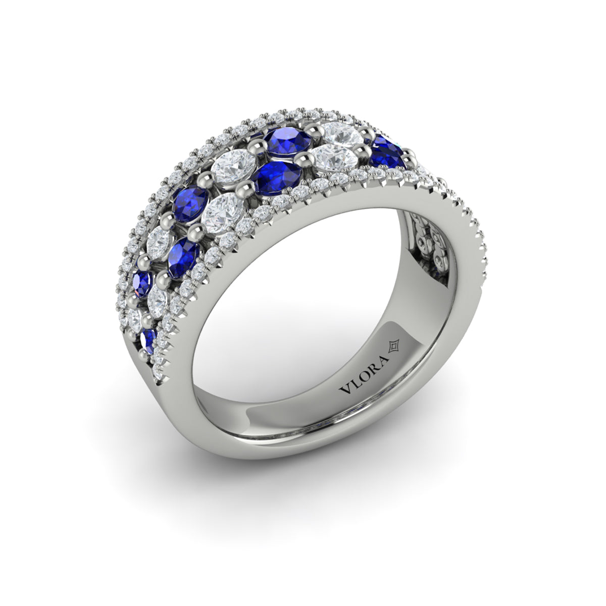 14k White Gold Sapphire & Diamond Ring, 0.65ct