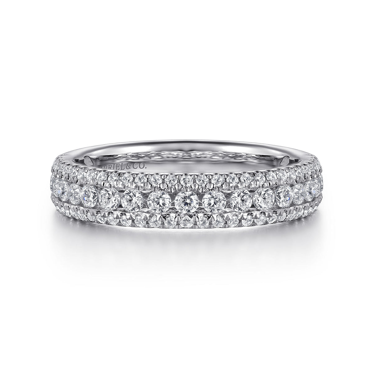 Gabriel & Co. Wilshire Wide 14K White Gold Diamond Anniversary Band
