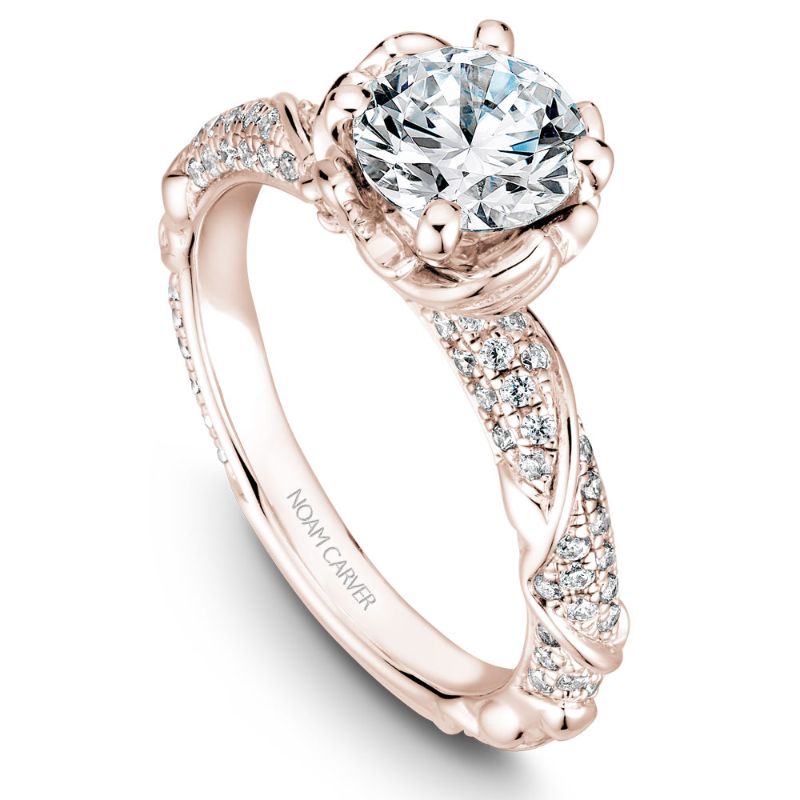 Noam Carver 14k Rose Gold Engagement Semi-Mount, B081-02RA - detail