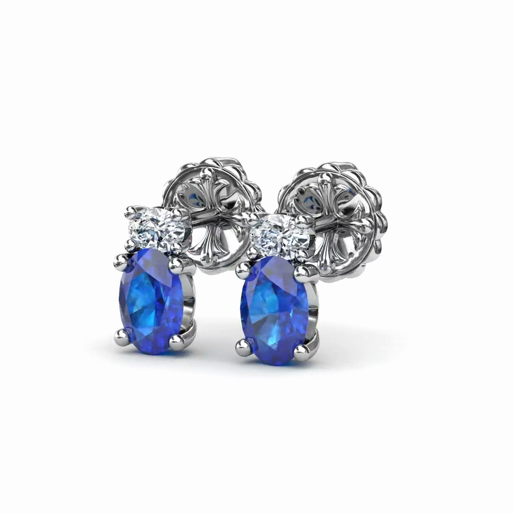 Oval Sapphire and Diamond Stud Earrings by Fana (ER1852S)
