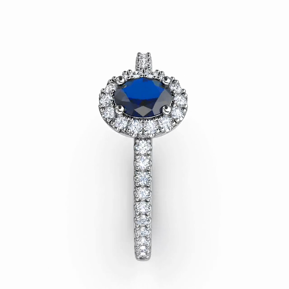 Classic Halo Sapphire and Diamond Ring by Fana (R1646S)
