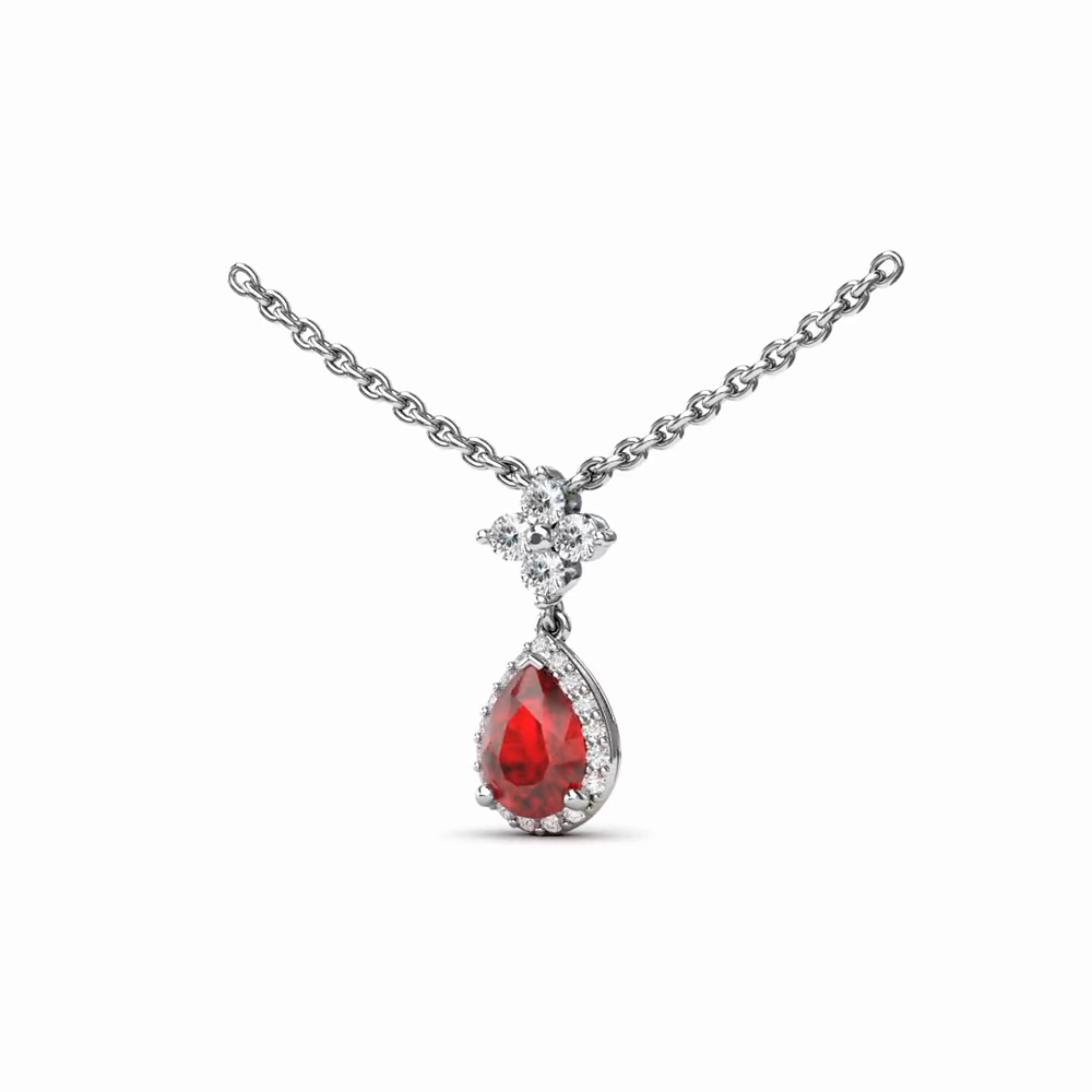 Ruby and Diamond Teardrop Necklace by Fana (N1882R)