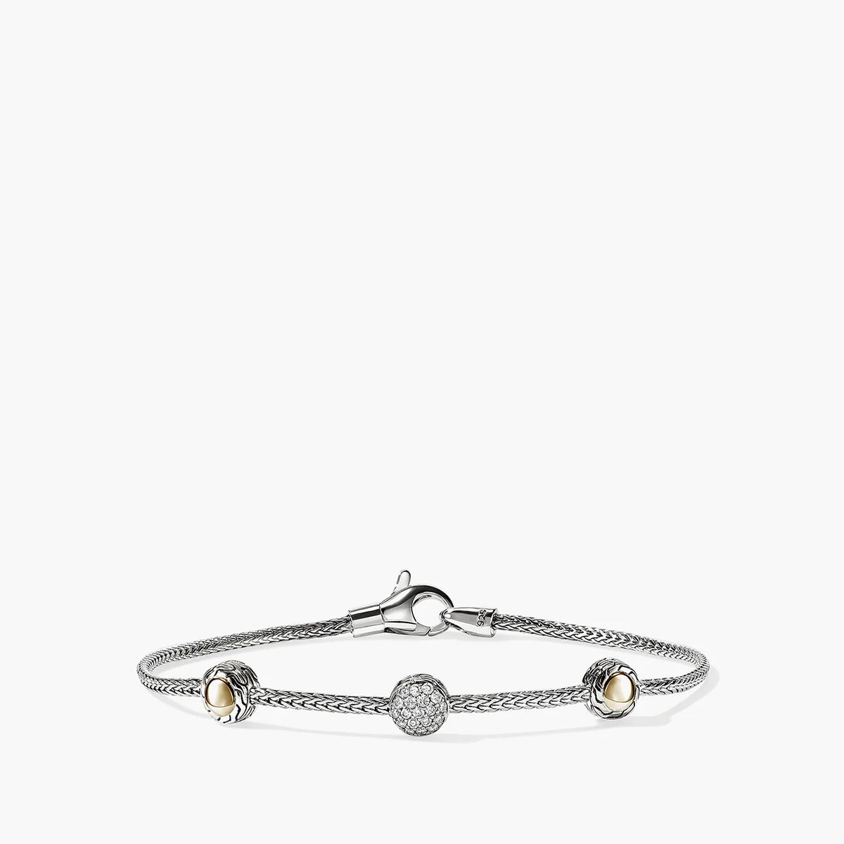 John Hardy Essentials Gold and Silver Diamond Pave Bracelet BUZZP972982DIXUM