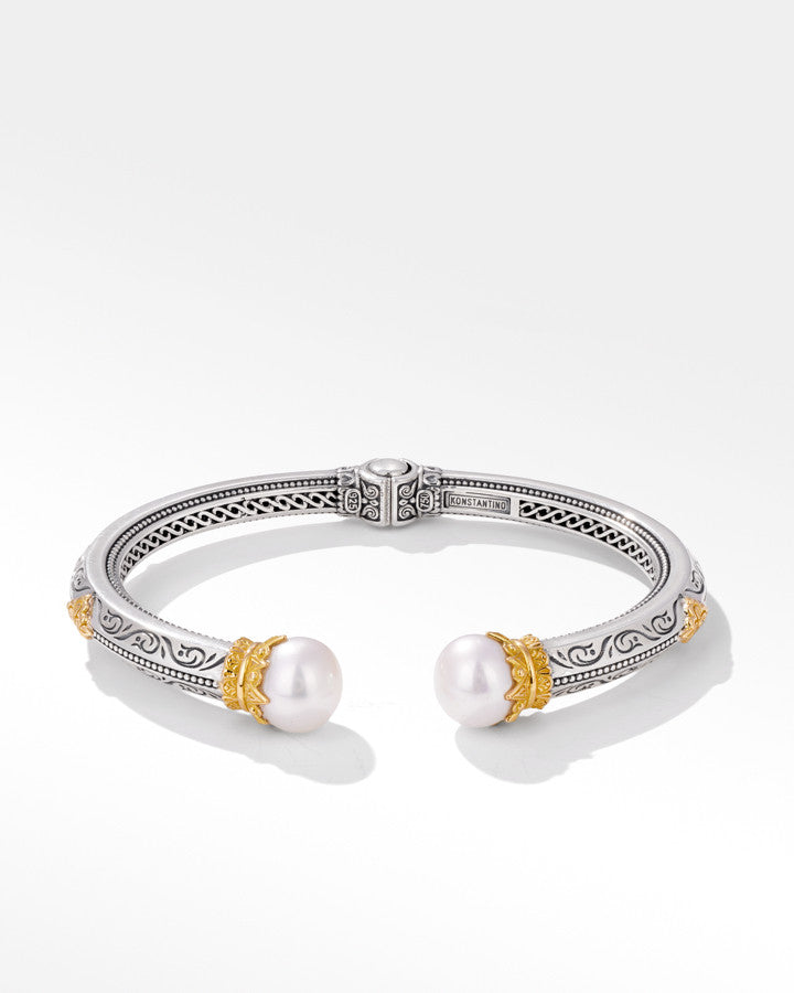 Konstantino Muse 18k Yellow Gold & Sterling Silver Pearl Bracelet - side view