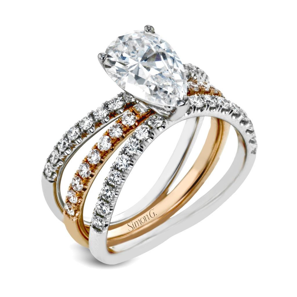 Simon G LR1083-PR Pear-cut Engagement Ring in 18k Rose Gold with Diamonds