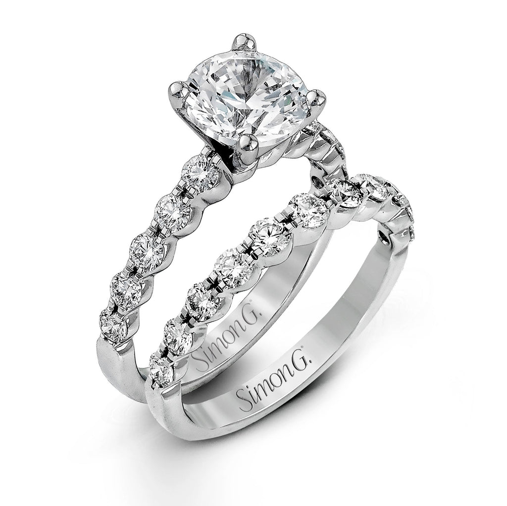 Simon G MR1907 Round-cut Engagement Ring & Matching Wedding Band in 18k Gold with Diamonds