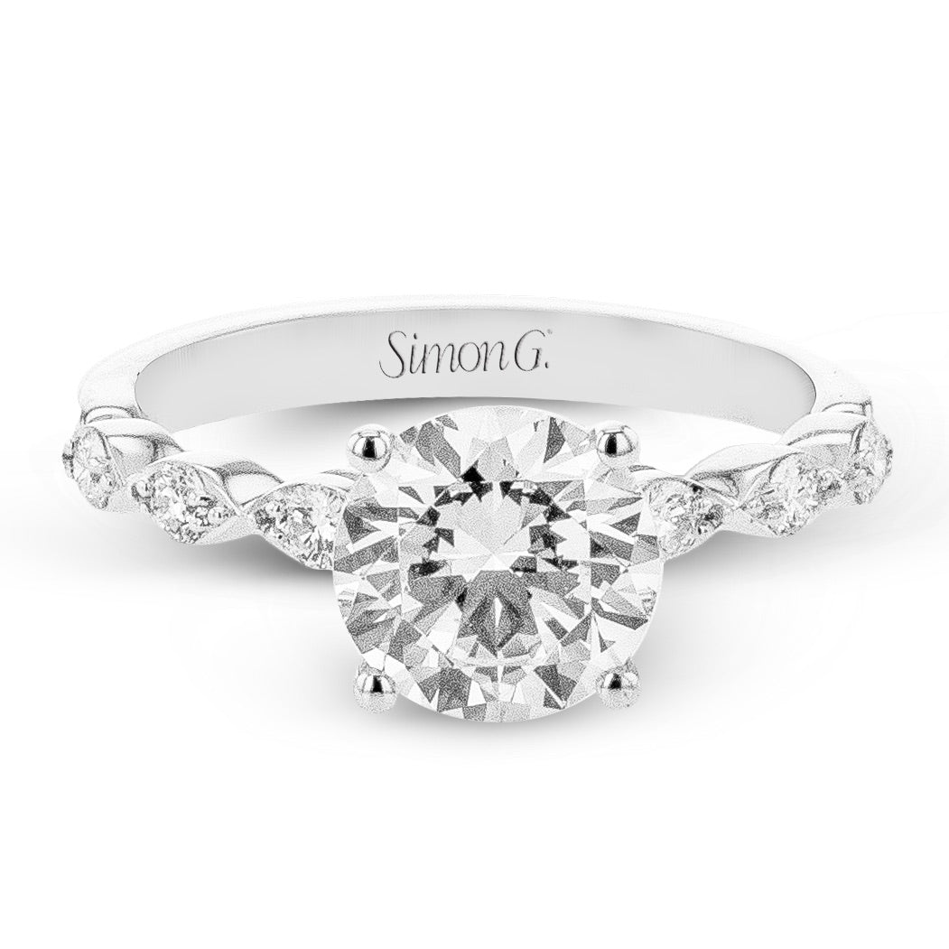 Simon G 18k White Gold Diamond Engagement Semi-Mount LR4017 - view 2