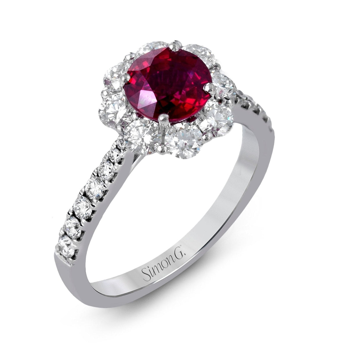 18k White Gold Ruby & Diamond Ring, 0.80ct
