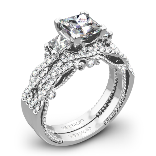 Verragio Insignia INS-7074P 3-Stone Princess Cut Diamond Engagement Semi-Mount