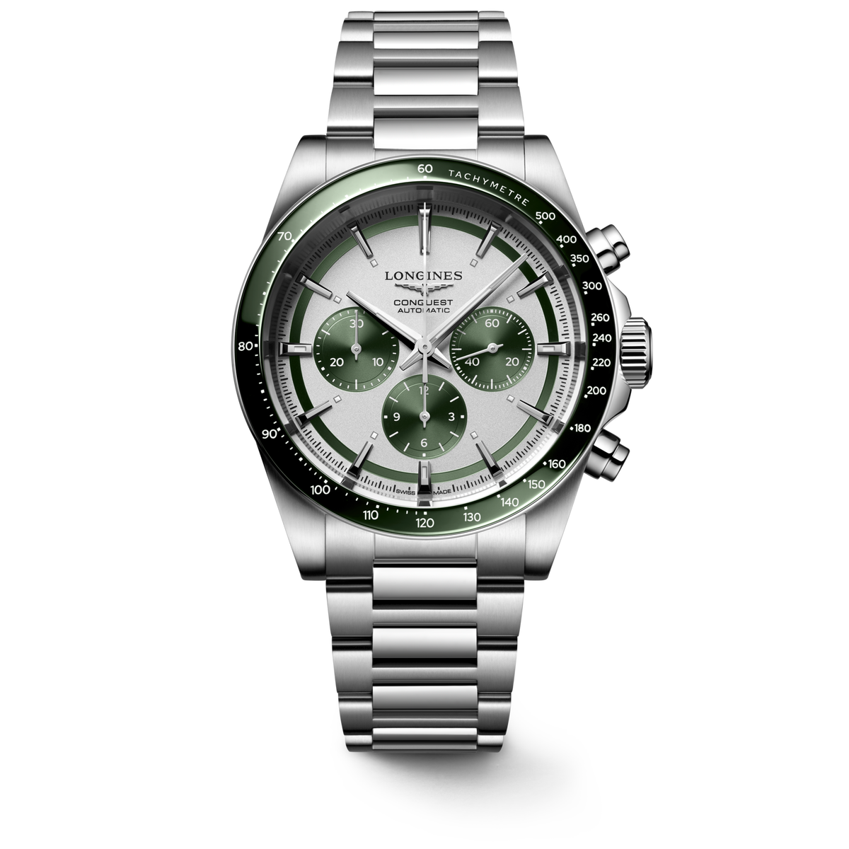 Longines Conquest Chronograph 42mm Green Ceramic Bezel L3.835.4.02.6