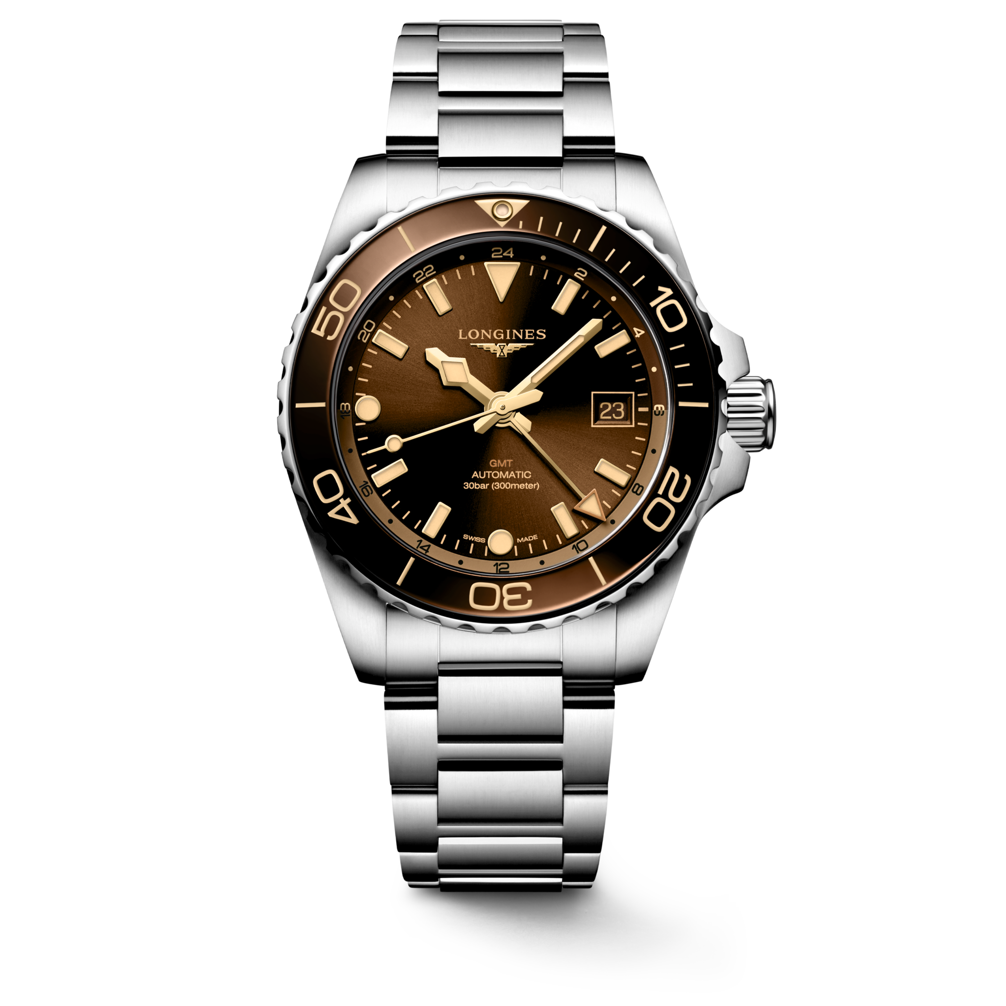 Longines HydroConquest GMT 41mm Brown Bezel Dial L3.790.4.66.6