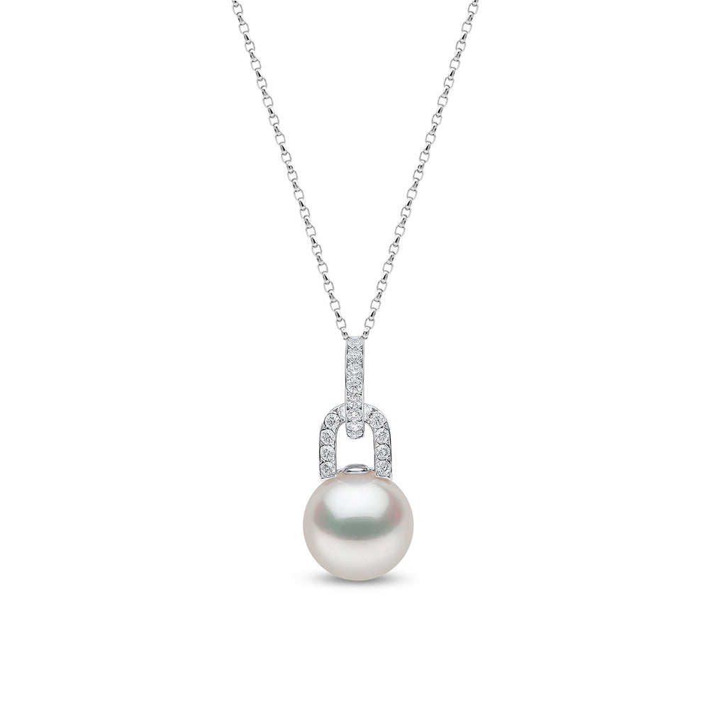Yoko London Jazz 18K Gold Pearl and Diamond Link Pendant