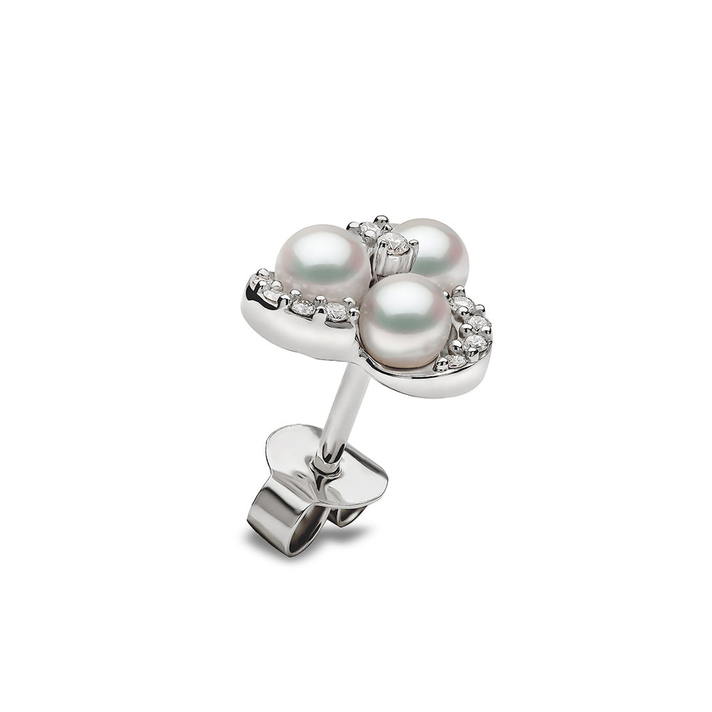 Yoko London Sleek 18K Gold Pearl and Diamond Twist Stud Earrings