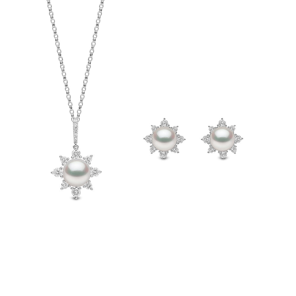 Yoko London Trend 18K Gold Freshwater Pearl And Diamond Star Stud Earrings