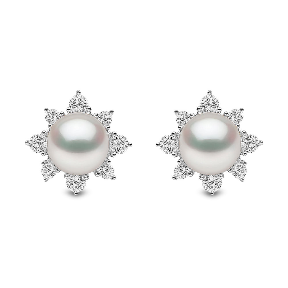 Yoko London Trend 18K Gold Freshwater Pearl And Diamond Star Stud Earrings