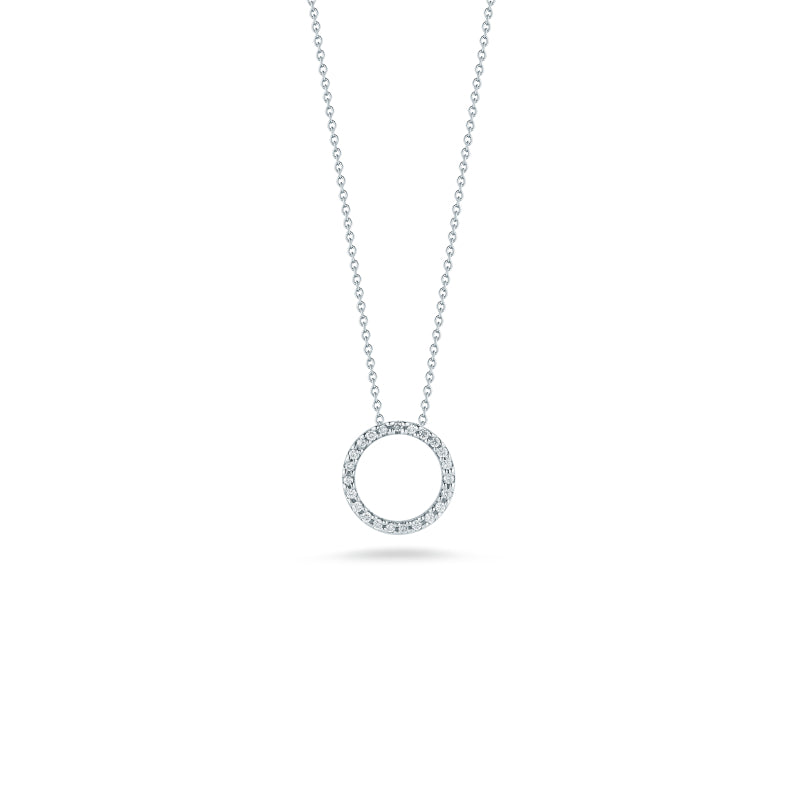 Roberto Coin Circle Pendant With Diamonds - 18K White Gold