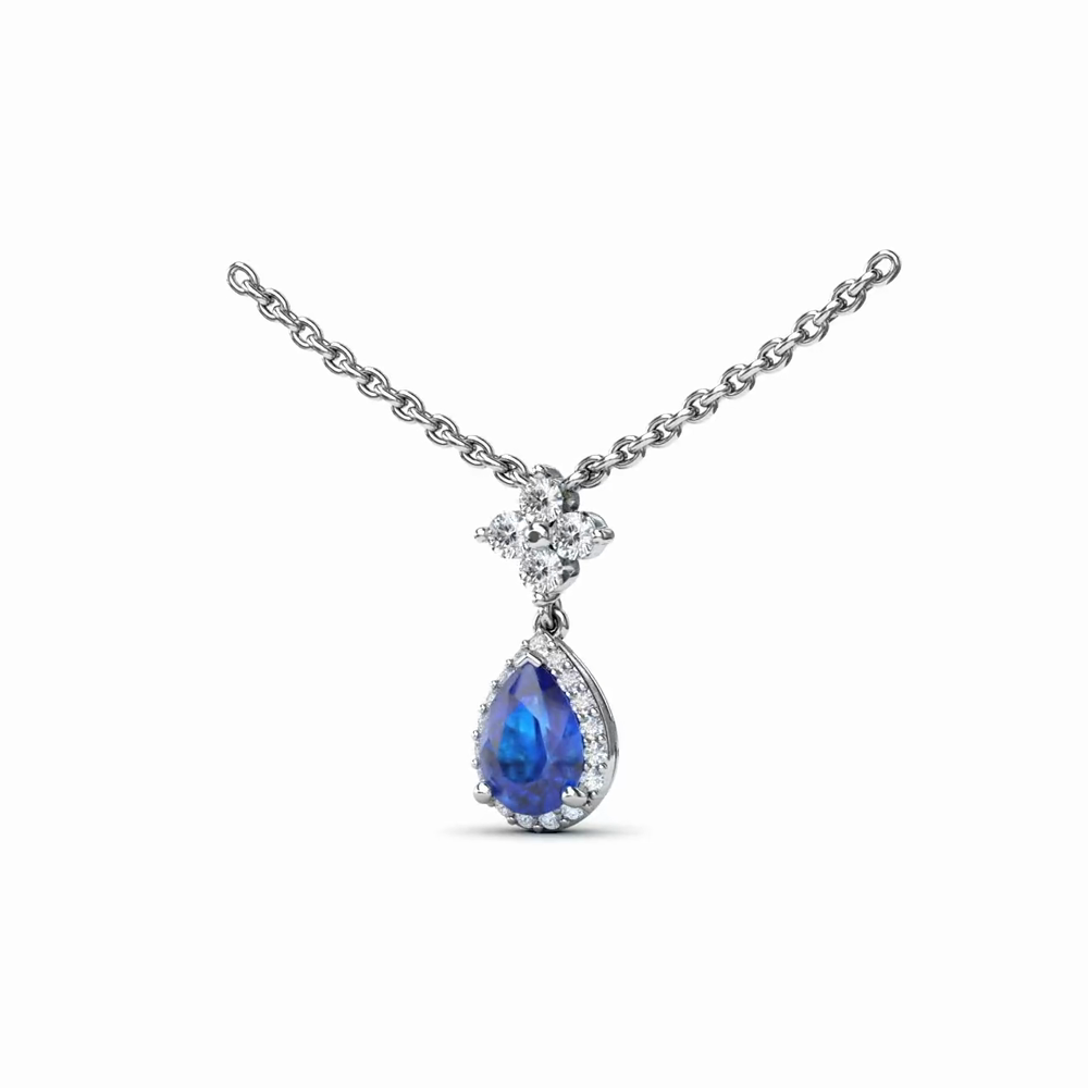 Sapphire and Diamond Teardrop Necklace by Fana (N1882S)