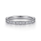 Gabriel & Co. 14K White Gold Baguette and Round Diamond Stackable Ring
