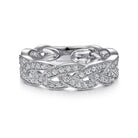 Gabriel & Co. 14K White Gold Braided Diamond Stackable Ring