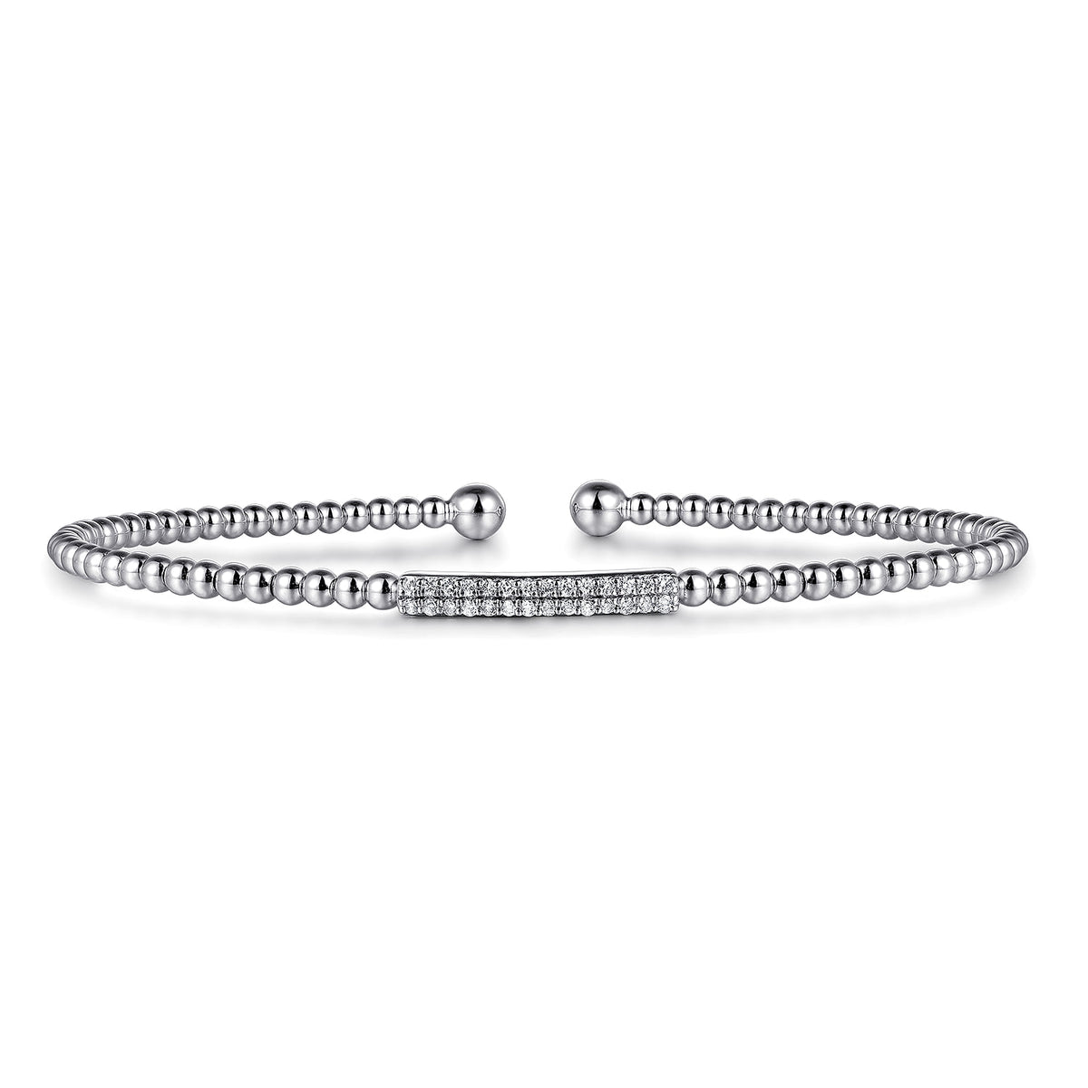 Gabriel & Co. 14K White Gold Bujukan Bead Bangle with Diamonds