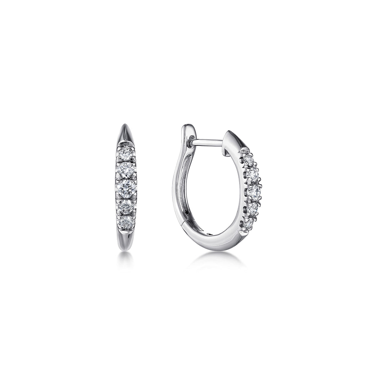 Gabriel & Co. 14K White Gold Classic Round 15mm Diamond Huggie Earrings