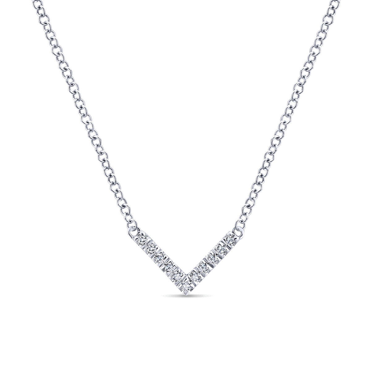 Gabriel & Co. 14K White Gold Diamond Chevron Necklace