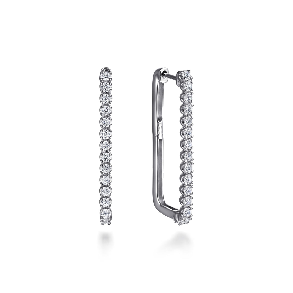 Gabriel & Co. 14K White Gold Diamond Classic Paperclip Hoop Earrings
