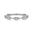 Gabriel & Co. 14K White Gold Diamond Cluster Station Stackable Ring