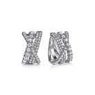 Gabriel & Co. 14K White Gold Diamond Criss Cross Huggie Earrings