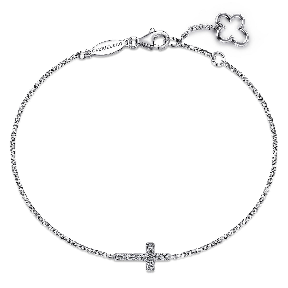 Gabriel & Co. 14K White Gold Diamond Cross Bracelet