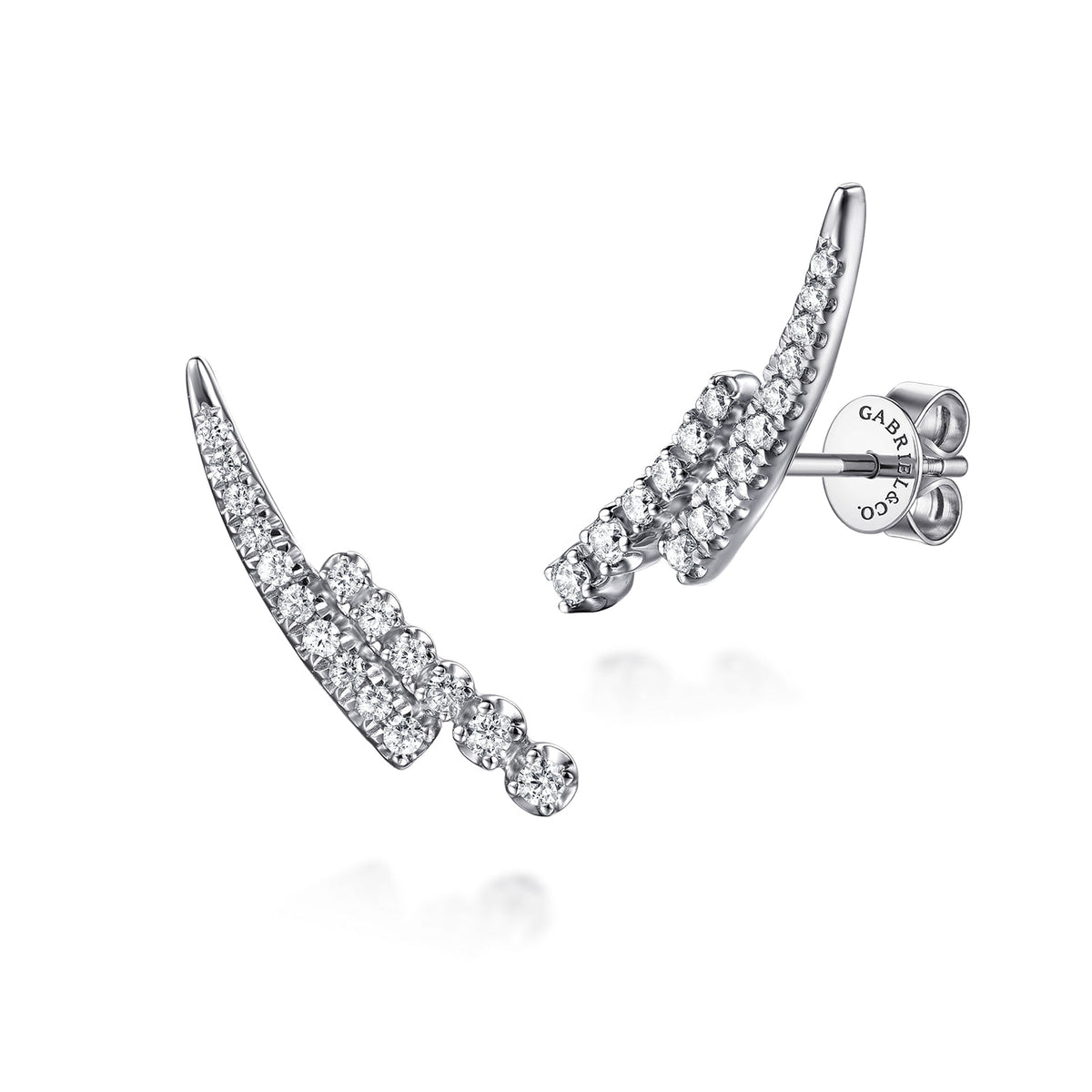 Gabriel & Co. 14K White Gold Diamond Double Row Stacked Ear Climber Earrings