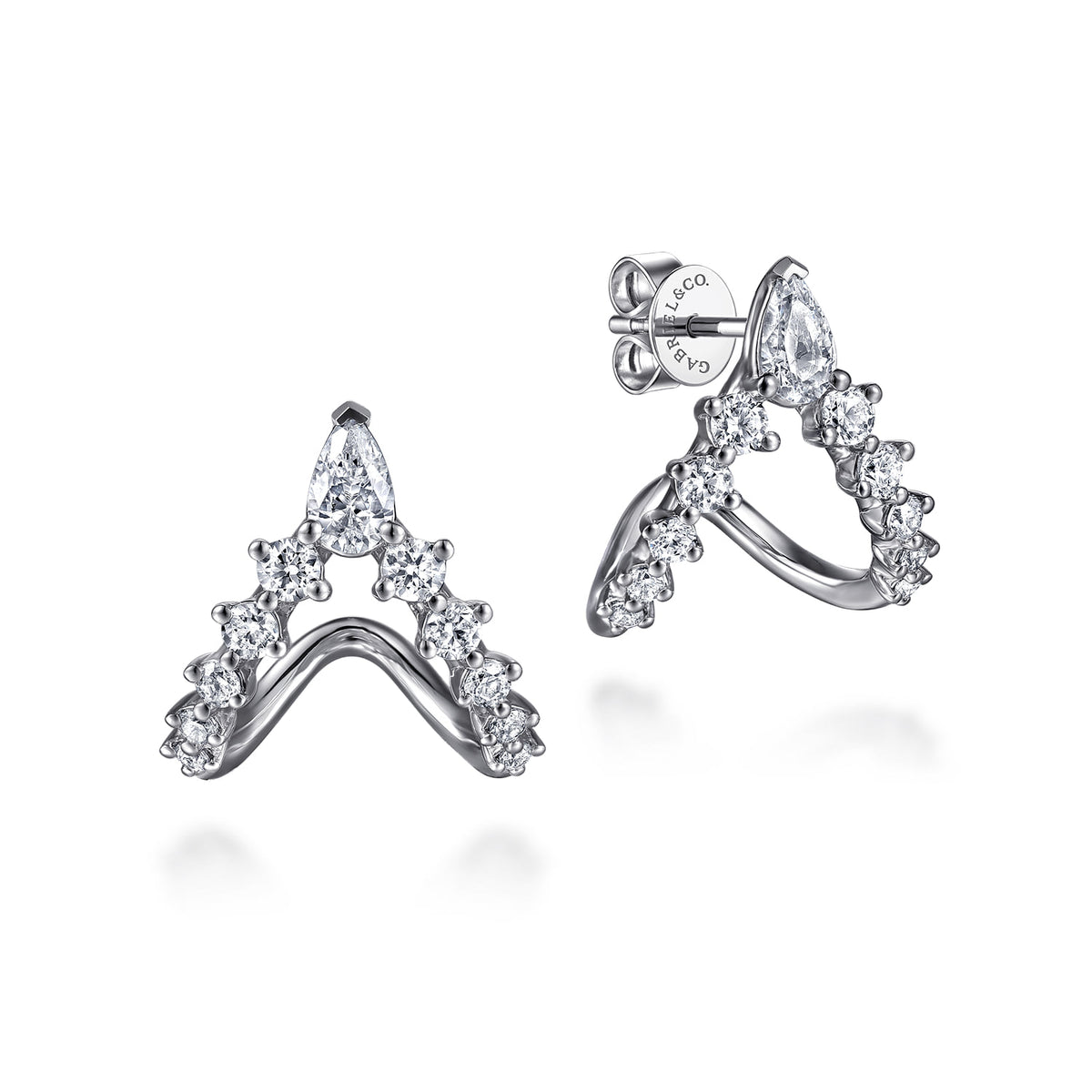 Gabriel & Co. 14K White Gold Diamond J Hoop Earrings