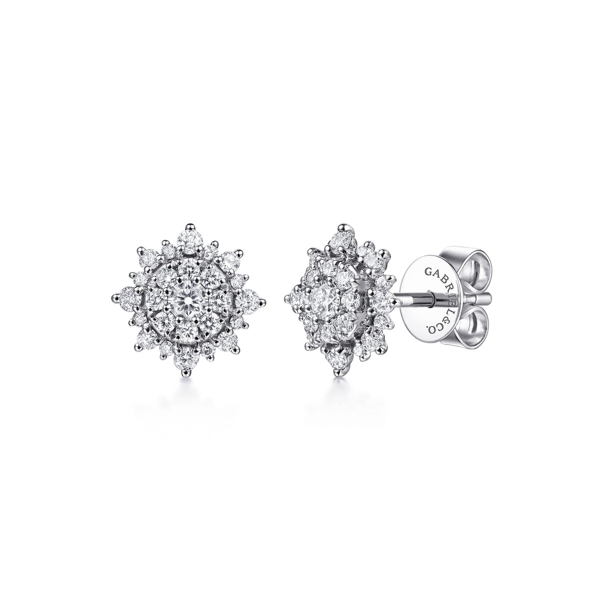 Gabriel & Co. 14K White Gold Diamond Sunburst Stud Earrings
