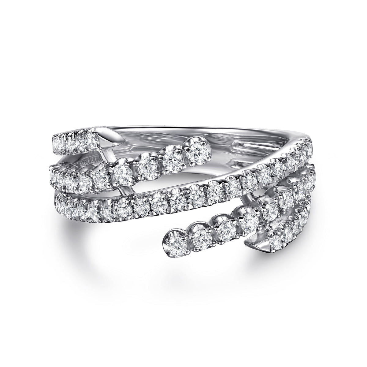 Gabriel & Co. 14K White Gold Diamond Wide Bypass Band Ring