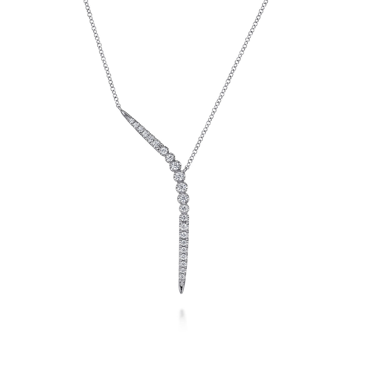 Gabriel & Co. 14K White Gold Diamond Y Necklace