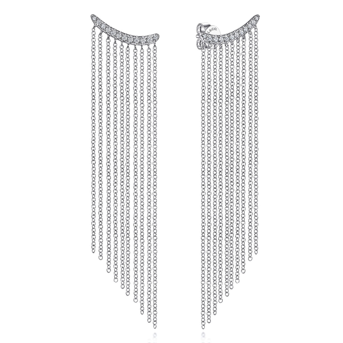 Gabriel & Co. 14K White Gold Diamond and Tassel Stud Earrings