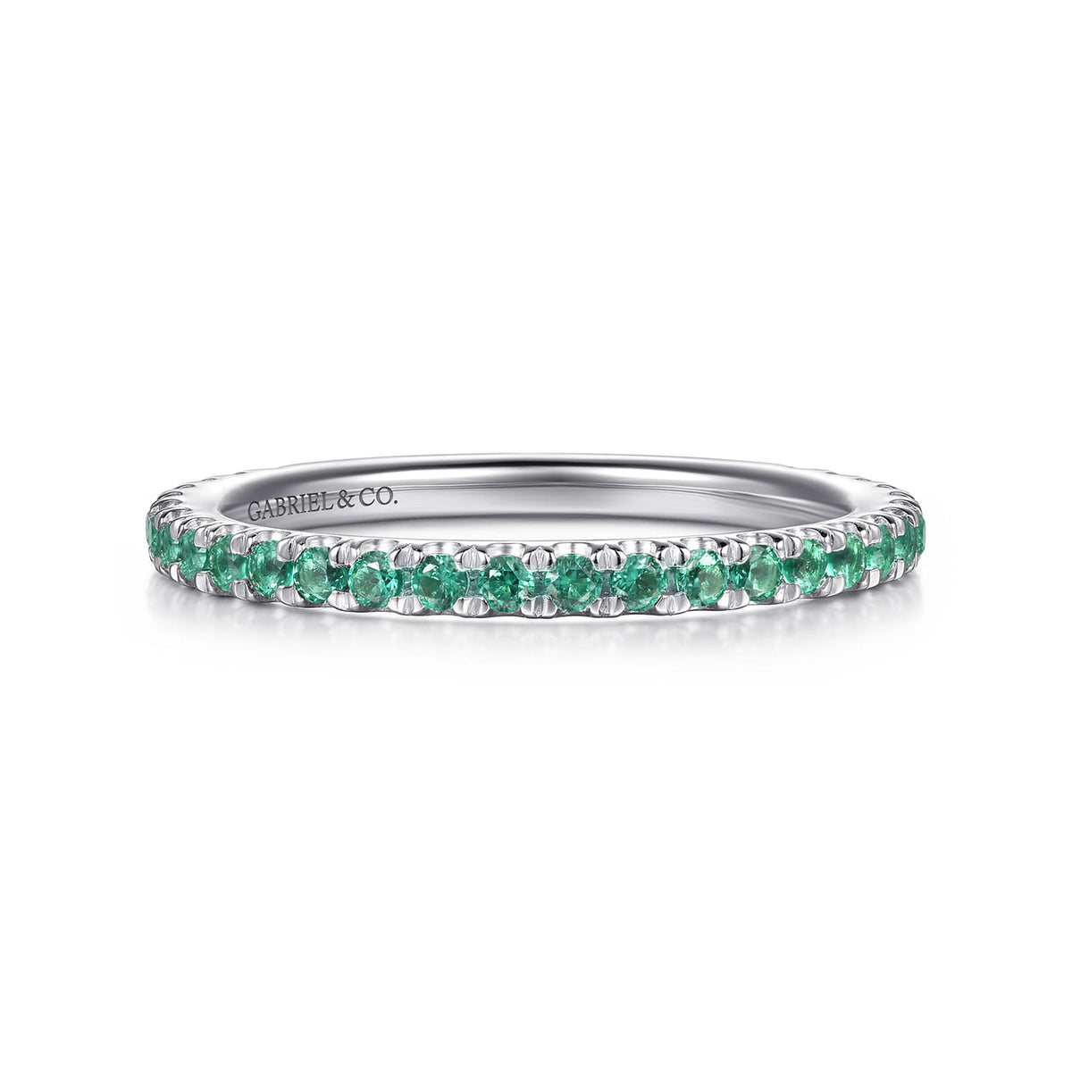 Gabriel & Co. 14K White Gold Emerald Stackable Ring