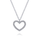 Gabriel & Co. 14K White Gold Open Heart Diamond Pendant Necklace
