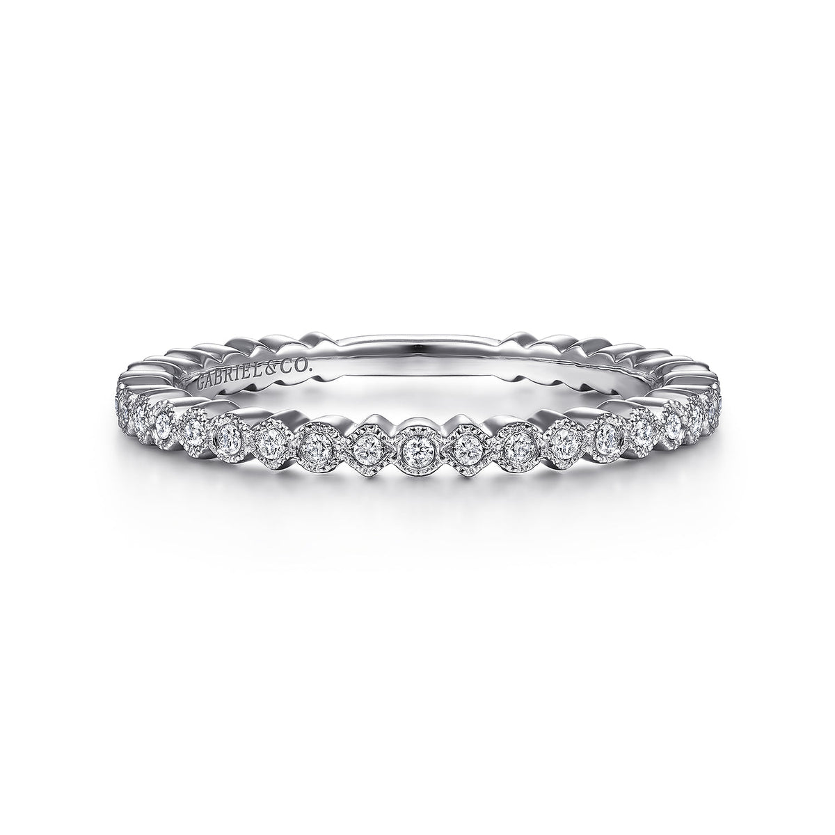 Gabriel & Co. 14K White Gold Scalloped Stackable Diamond Band Ring