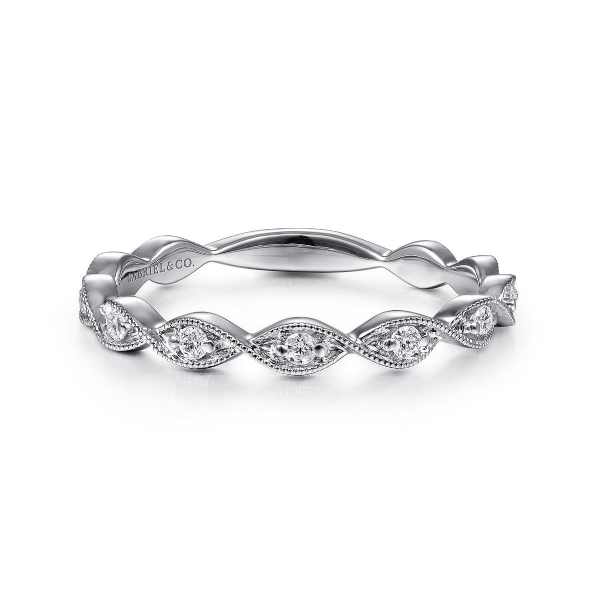 Gabriel & Co. 14K White Gold Twisted Diamond Stackable Ring