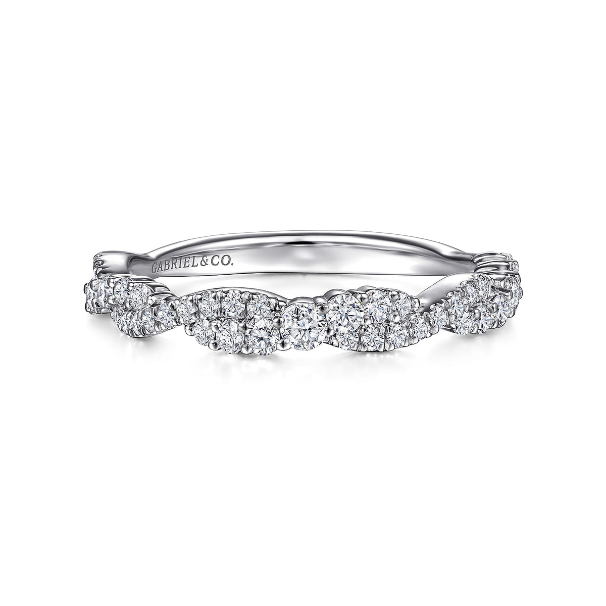 Gabriel & Co. 14K White Gold Twisted Diamond Stackable Ring