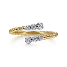 Gabriel & Co. 14K White Yellow Gold Beaded Diamond Bypass Ring Bujukan