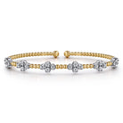 Gabriel & Co. 14K White Yellow Gold Beaded Diamond Cuff Bangle Bracelet 0 7ct Bujukan