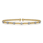 Gabriel & Co. 14K White Yellow Gold Beaded Diamond Stations Bangle Bujukan
